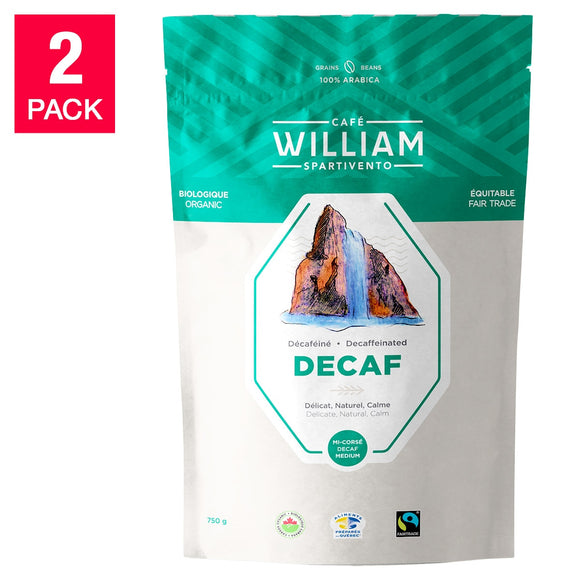 William Spartivento Naturally Decaffeinated Medium Roast Fair Trade and Organic Whole Bean Coffee, 2-pack ($1.68/Ounce)