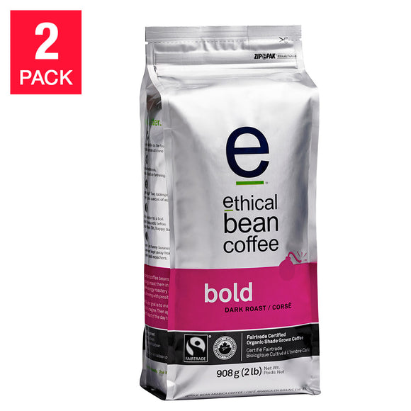 Ethical Bean Coffee Bold Dark Roast Whole Bean Coffee, 2-pack ($1.23/Ounce)