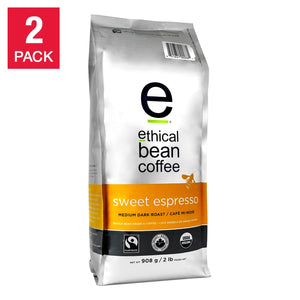 Ethical Bean Coffee Sweet Espresso Medium Dark Roast Whole Bean Coffee,  2-pack ($0.88/Ounce) On Sale